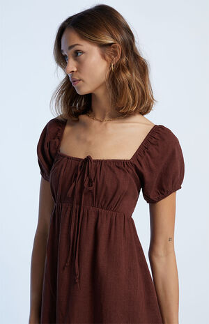 Tie Front Linen Mini Dress image number 2