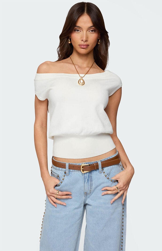 Edikted Michaela Off Shoulder Knit Top