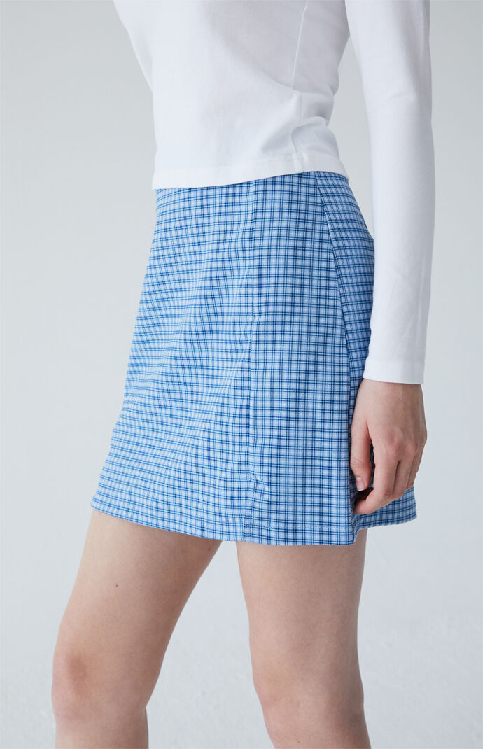 Blue plaid skirt pacsun shop