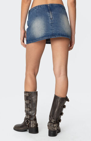 Tania Lace Up Denim Mini Skirt image number 4