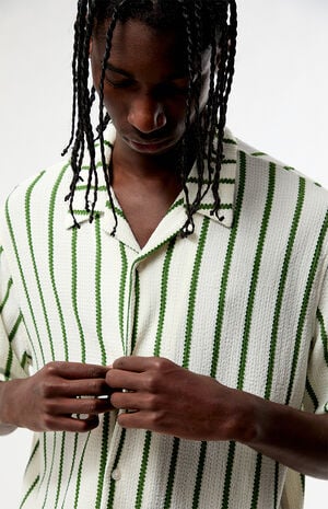 Naz Striped Textured Camp Shirt image number 2