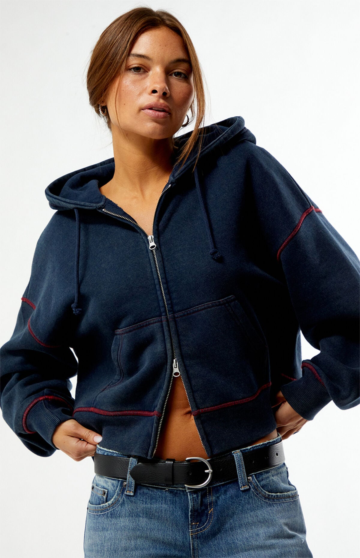 PacSun FORD I Love Ford Zip Up Cropped Hoodie
