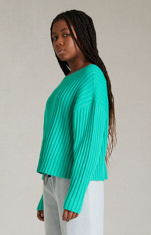 Kids Mint Leaf Raw Neck Sweater image number 2