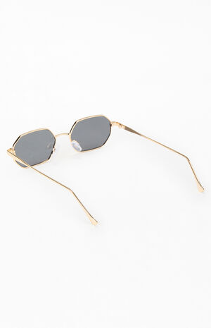Gold Metal Hexagon Frame Sunglasses image number 2