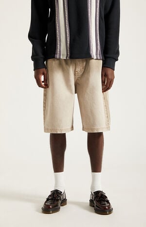 Parker Baggy Denim Shorts Tan Washed image number 3
