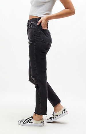 Eco Black Distressed Ultra High Waisted Slim Fit Jeans image number 2