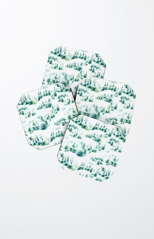 4 Pack Snowy Trees Coasters image number 2