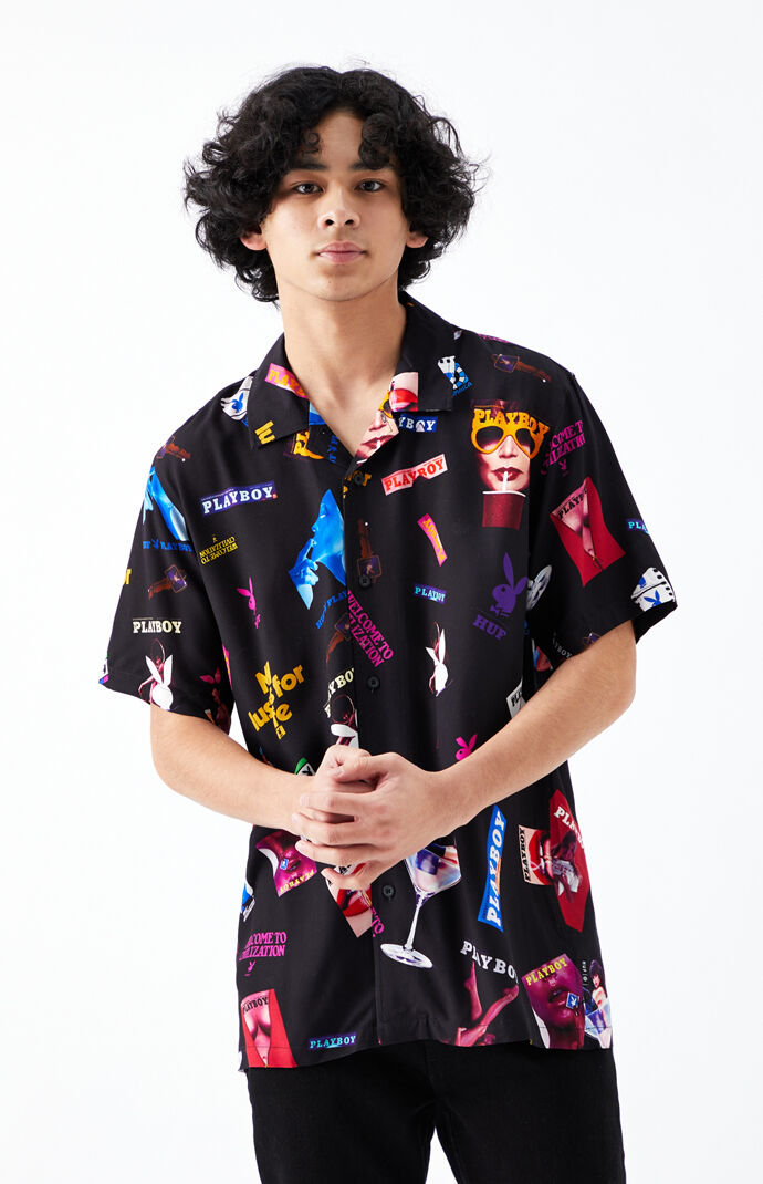 x Playboy Collage Short Sleeve Button Up Shirt