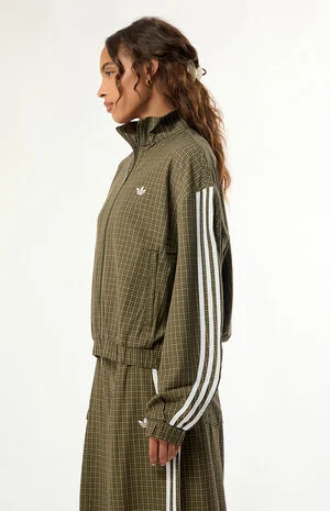 Olive Checks Plaid Track Jacket image number 3