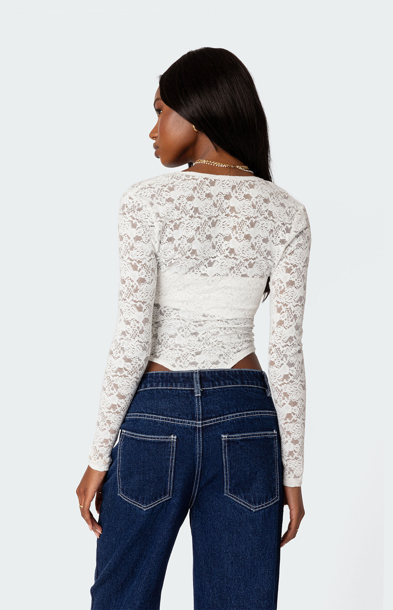 Edikted Zoey Sheer Lace Two Piece Bodysuit | PacSun