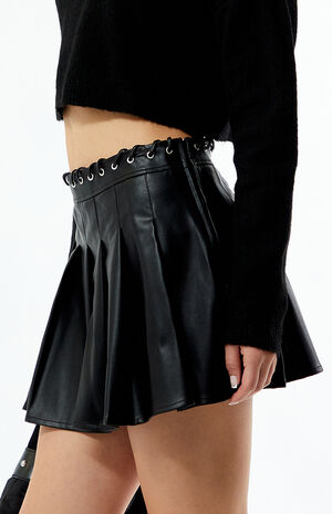 Faux Leather Grommet Mini Skirt image number 2