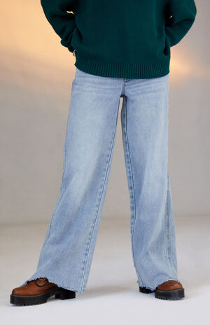 Light Blue High Waisted Baggy Jeans image number 3