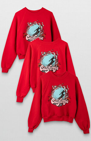 Upcycled Red California Cropped Sweatshirt image number 3