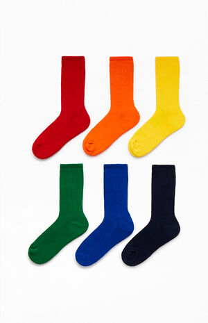 6 Pack Colorful Crew Socks image number 2