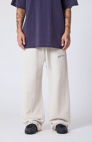 Heather Oatmeal Waffle Knit Extreme Baggy Sweatpants image number 2