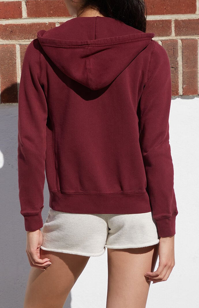 John Galt Burgundy Zip Up Hoodie | Pacsun
