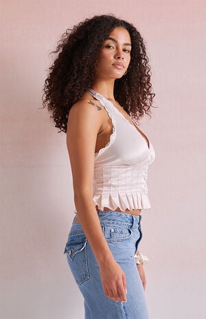 Bella Lace Trim Halter Top image number 2