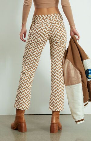 Brown Chevron Low Rise Straight Leg Jeans image number 5