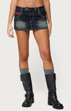 Jakari Contrast Stitch Denim Mini Skort image number 1