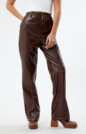 Faux Leather Contrast Trousers image number 2