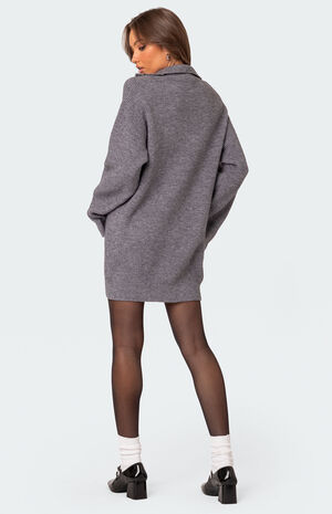 Quarter Zip Knit Mini Dress image number 5
