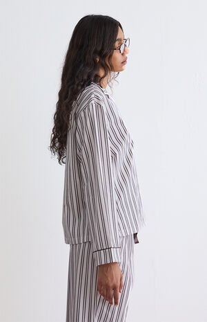 Striped Long Sleeve Pajama Shirt image number 3