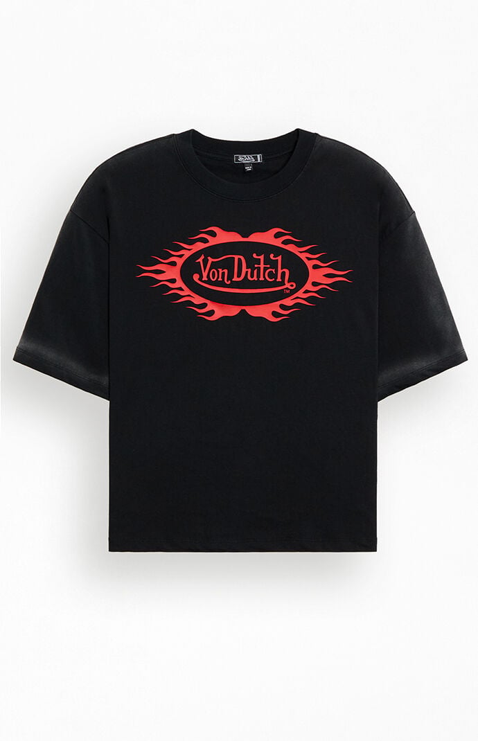 Von Dutch Flame Logo Cropped T-Shirt