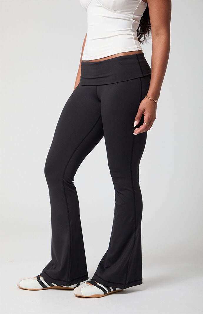 PAC 1980 WHISPER Active Fold-Over Waistband Flare Yoga Pants