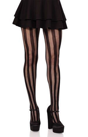 Kyra Striped Fishnet Tights image number 1