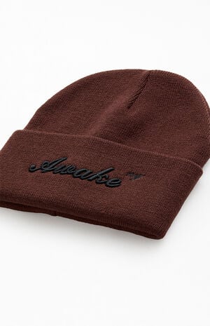 Brown Script Logo Beanie image number 2