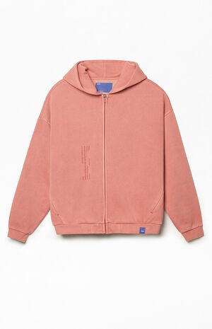 Red Vintage Wash Heavyweight Fleece Zip Up Hoodie image number 1
