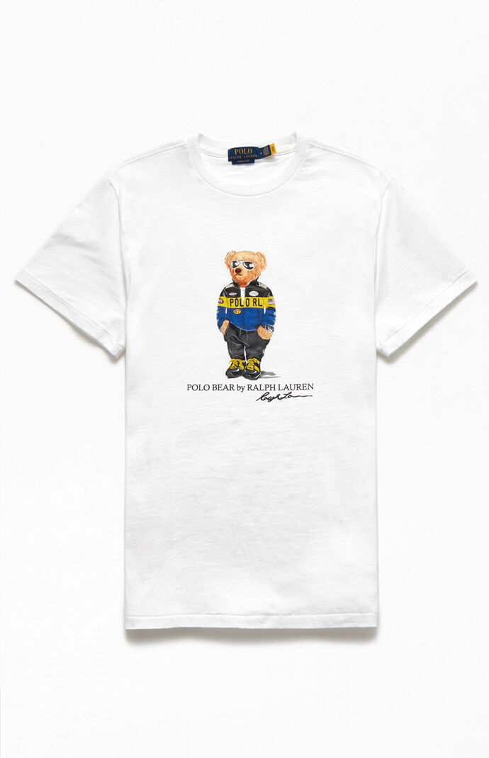 White Short Sleeve Polo Bear T-Shirt