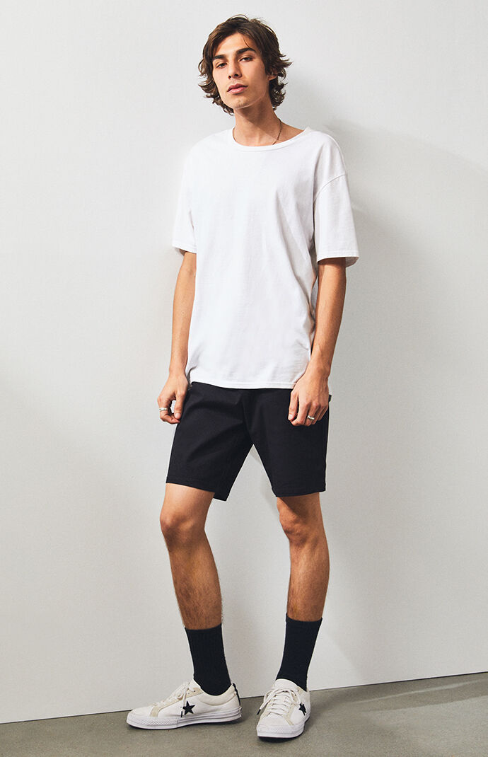 black slim shorts