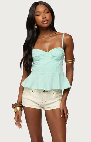 Peplum Linen Tank Top image number 1