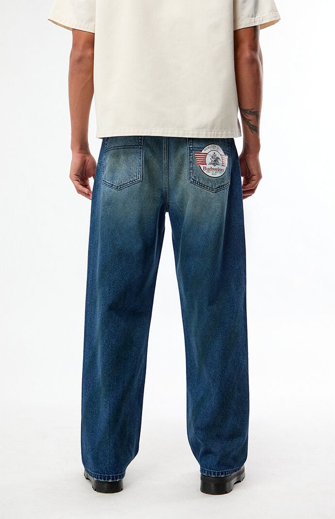 Budweiser by Pacsun Dark Blue Claw Logo Baggy Jeans