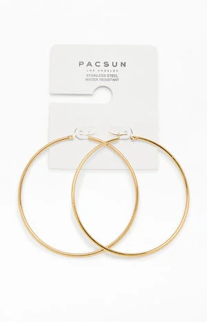 Gold Stainless Steel Basic Hoop Earrings image number 1