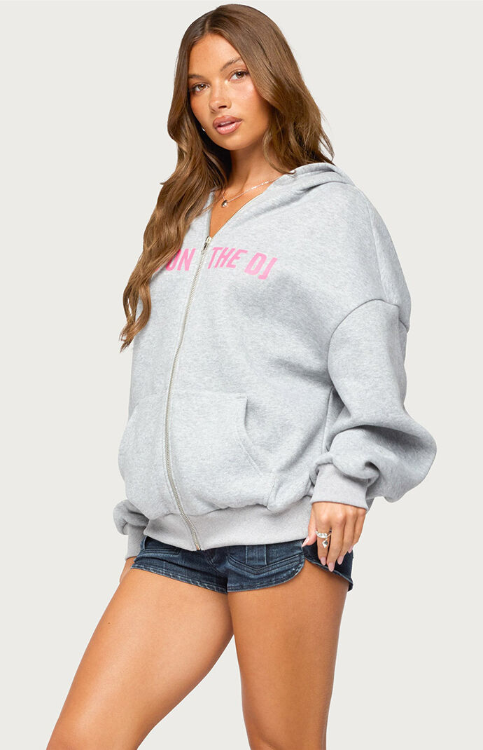 Edikted DJ Lover Oversized Zip Up Hoodie