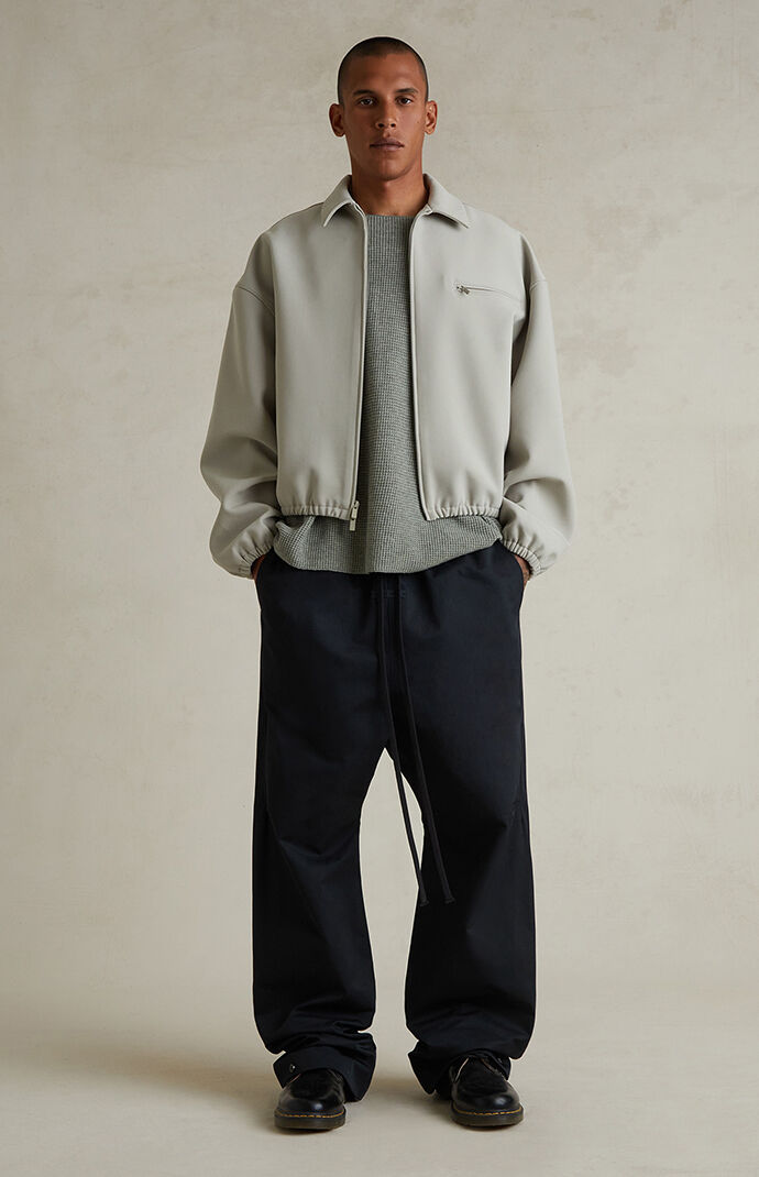 ジャケット・アウター Stone  Canvas Double Zip Jacket Fear of God ESSENTIALS Abbey Stone Bonded Canvas Zip Up Jacket