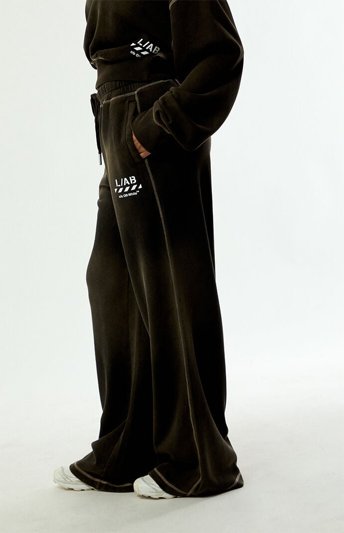 L/AB c/o Off-White Black Wide Leg Baggy Sweatpants