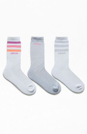 3 Pack White 3 Stripes Crew Socks image number 2