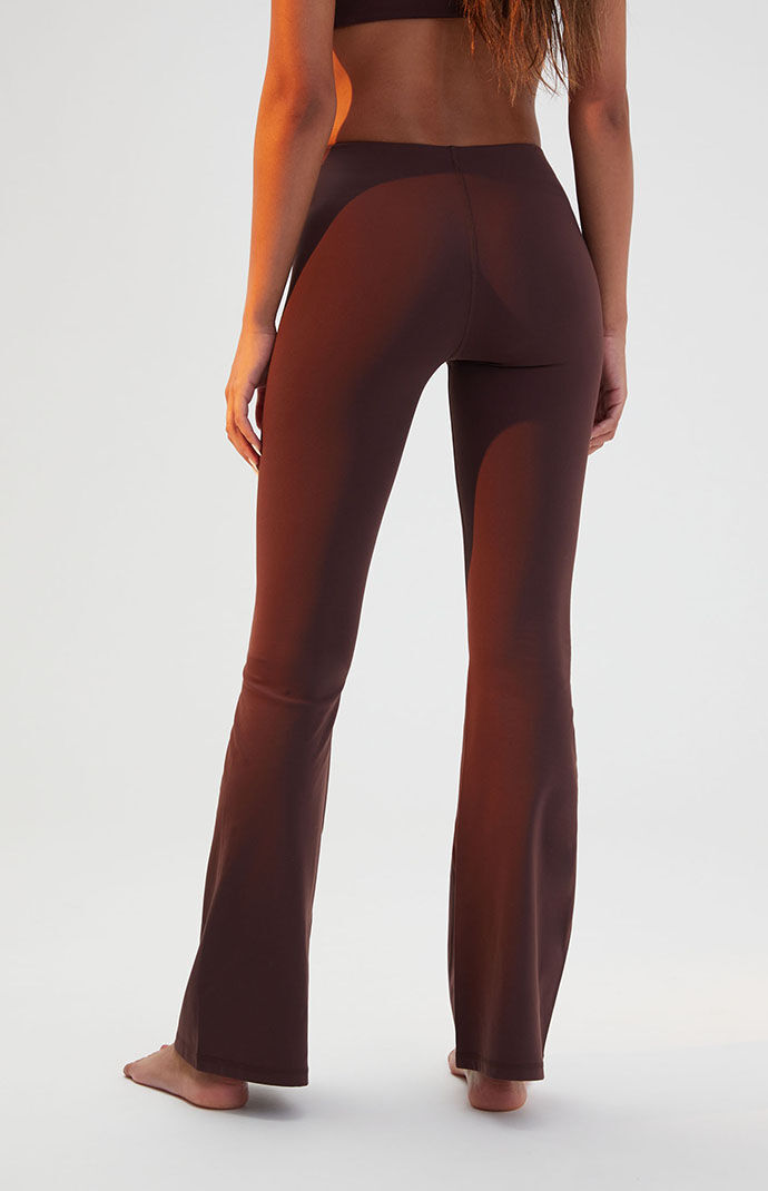 PAC 1980 PAC WHISPER Active Brown Deep V Flare Yoga Pants PacSun