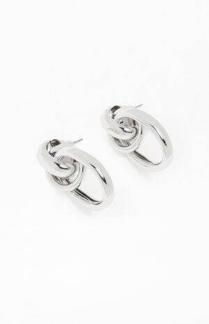 Silver Oval Hoop Earrings image number 3