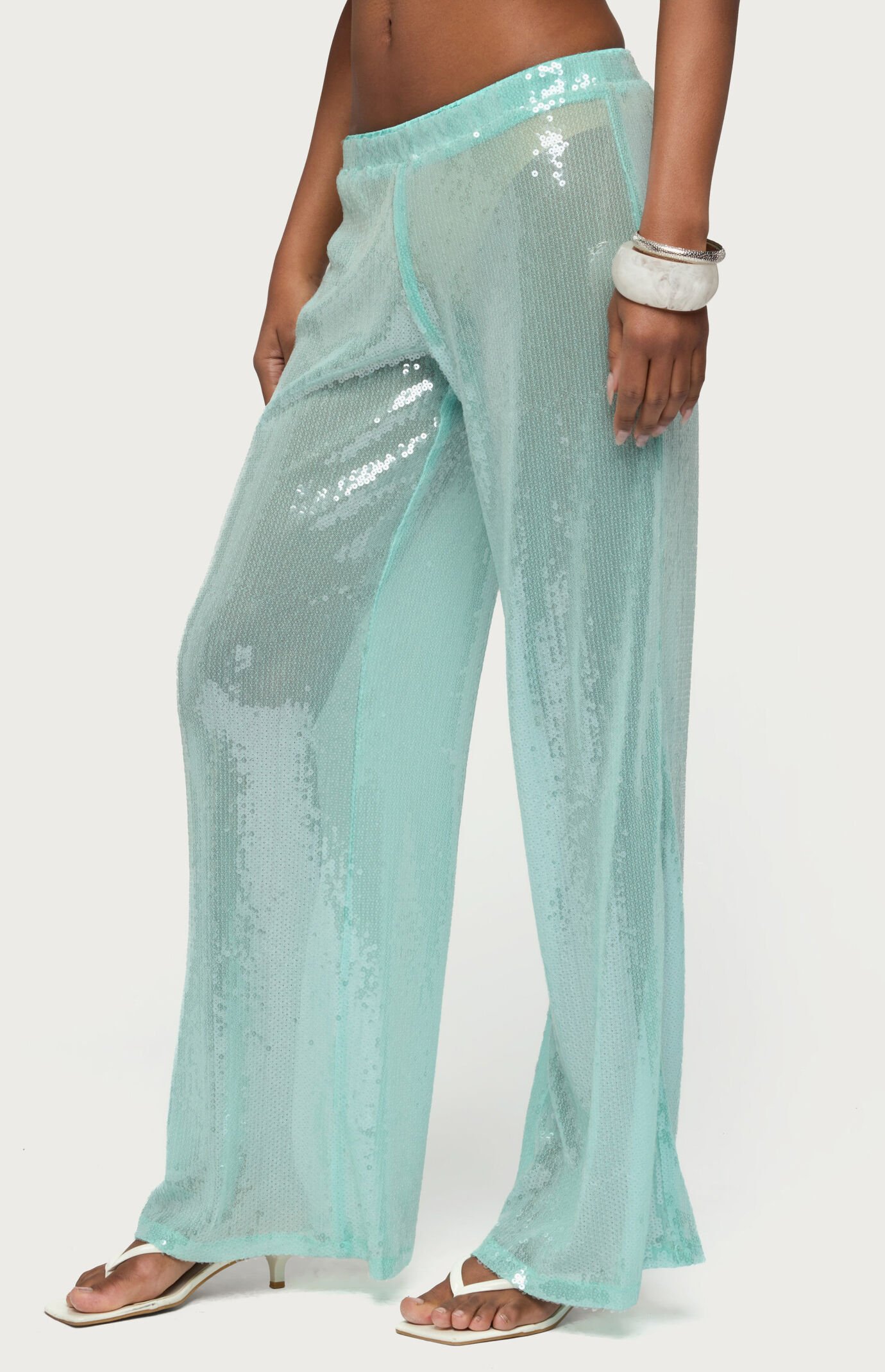 Edikted Avalee Sequin Wide Leg Pants