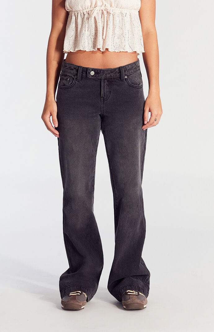 【BOK PLACE】Pelvic Pad 2 Button Bootcut Span Cotton Pants Yuzhih Women's Bell Bottom Pants Double Button High Waist