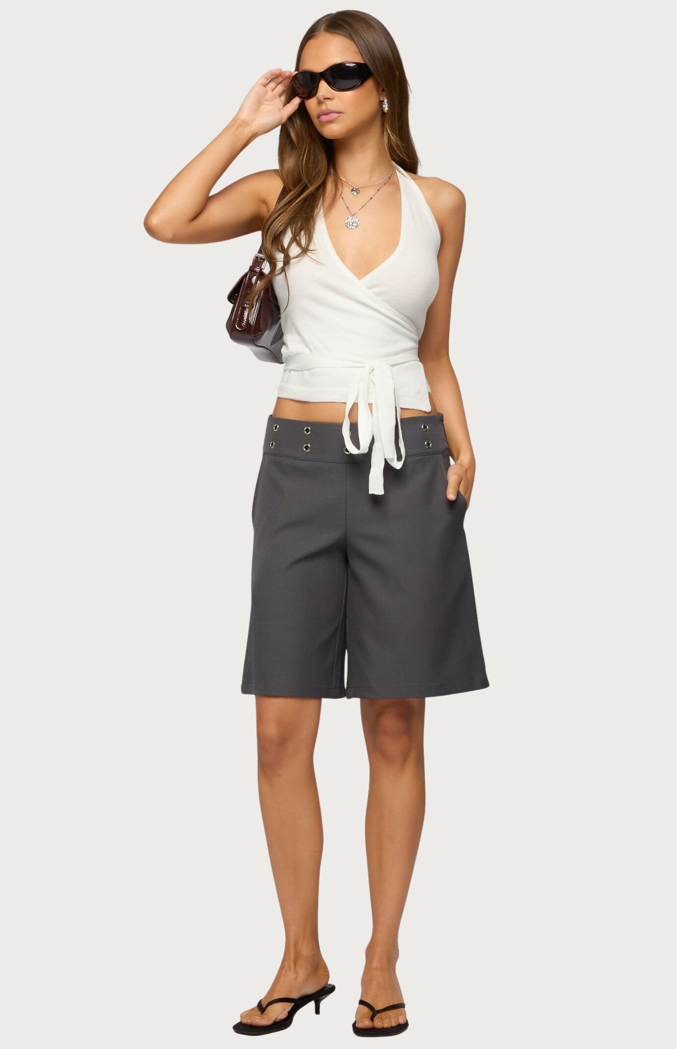 Edikted Grommet Low Rise Bermuda Shorts
