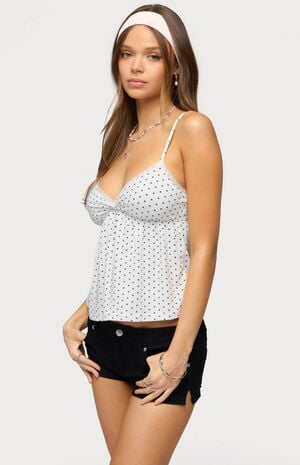 Belen Polka Dot Lacey Babydoll Top image number 2