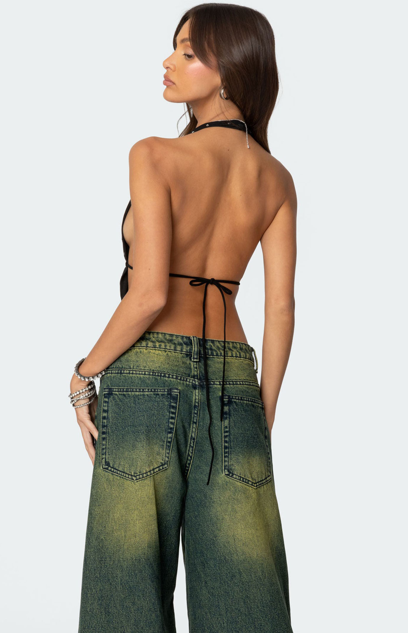 Edikted Studded Open Back Halter Top | PacSun