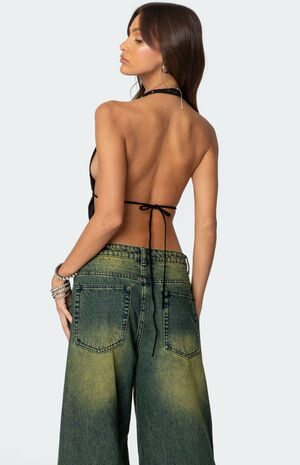 Studded Open Back Halter Top image number 5