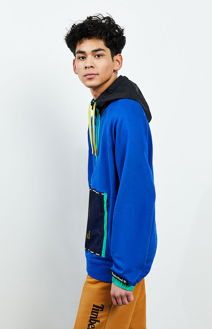 Mesh Mixed Media Half Zip Hoodie