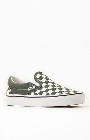 Green Checkered Classic Slip-On Sneakers image number 1